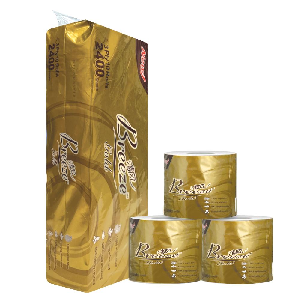 Breeze Pure Series Tissue Roll - 3 Ply/10 Rolls