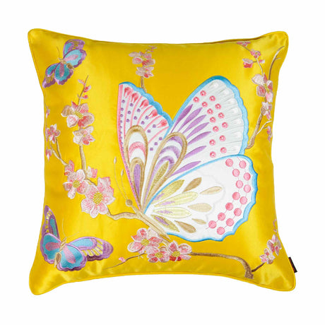 13922-2 18x18 Butterfly Cushion Cover-Gold