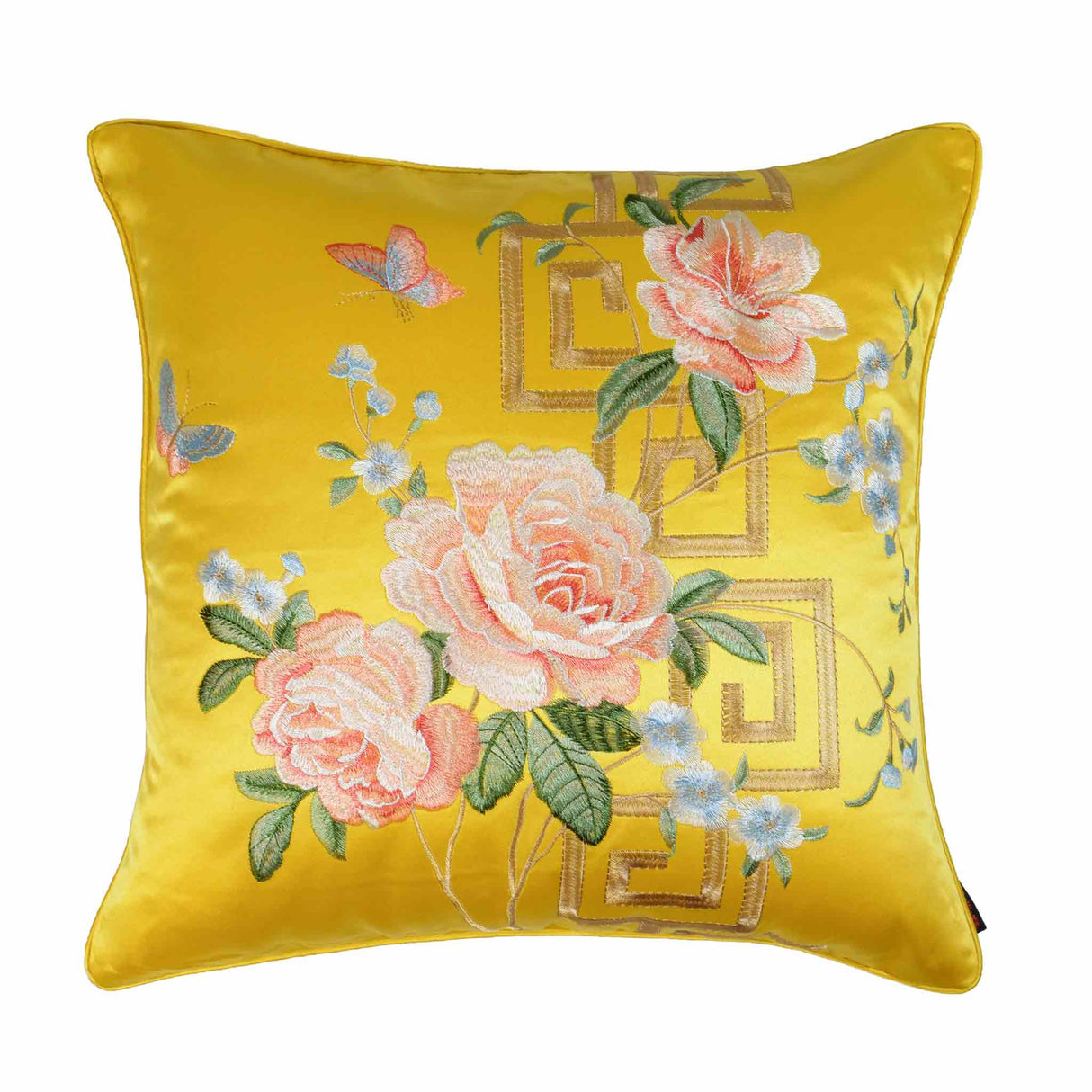 13822-5 18x18 Peony Cushion Cover-Gold