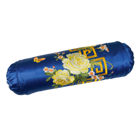 13822-3 23x7 Peony Small Bolster Cover-Dark Blue