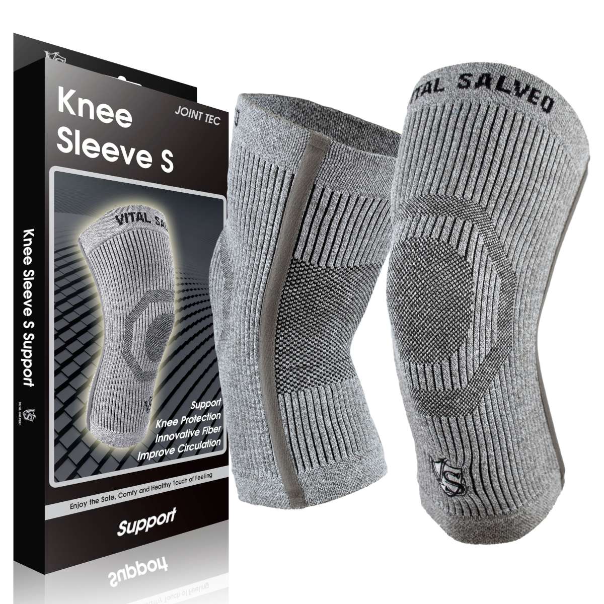 3D Knit Knee Brace S-SUPPORT Light Grey (1PC)/S