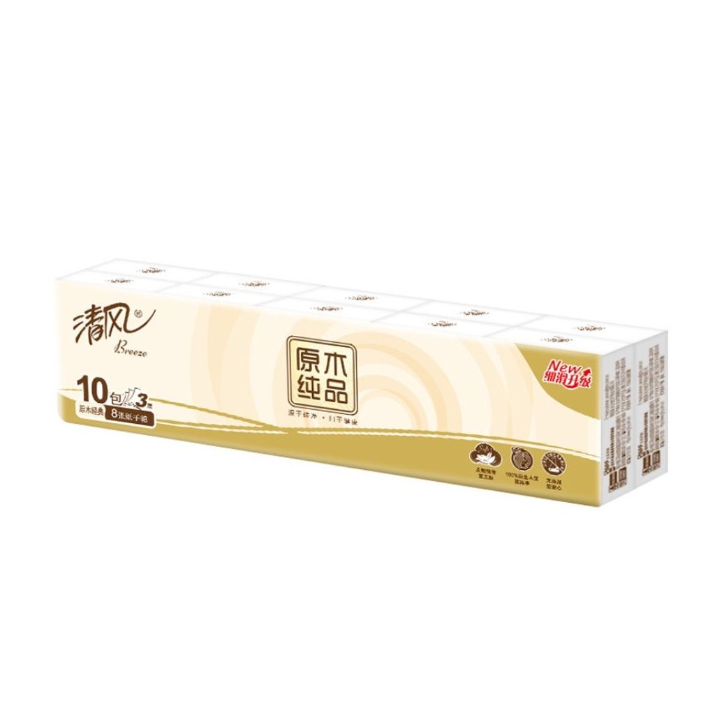 Breeze Pure Series Pocket Tissue - 3 Ply/10 Packs